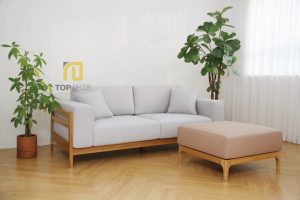 Sofa gỗ Sồi đệm nỉ Hàn Quốc T050 ,2