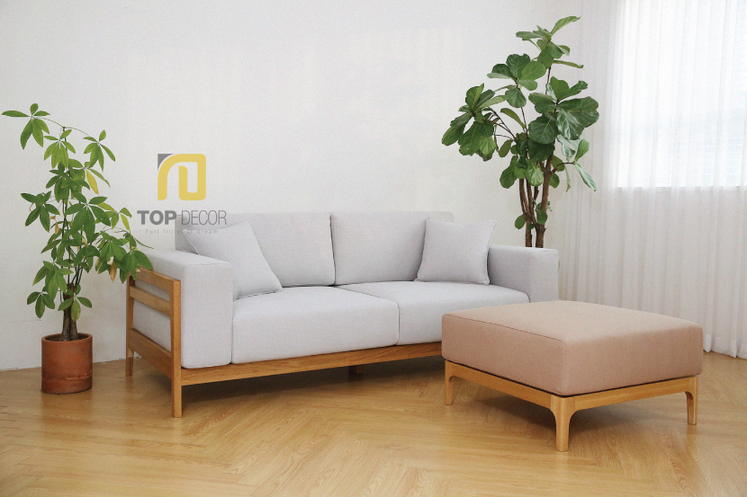 Sofa gỗ Sồi đệm nỉ Hàn Quốc T050 ,1