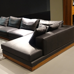 Sofa gỗ góc da Nhật T067