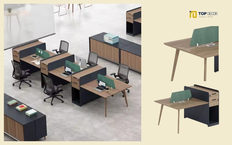 Bàm làm việc nhóm gỗ công nghiệp đẹp