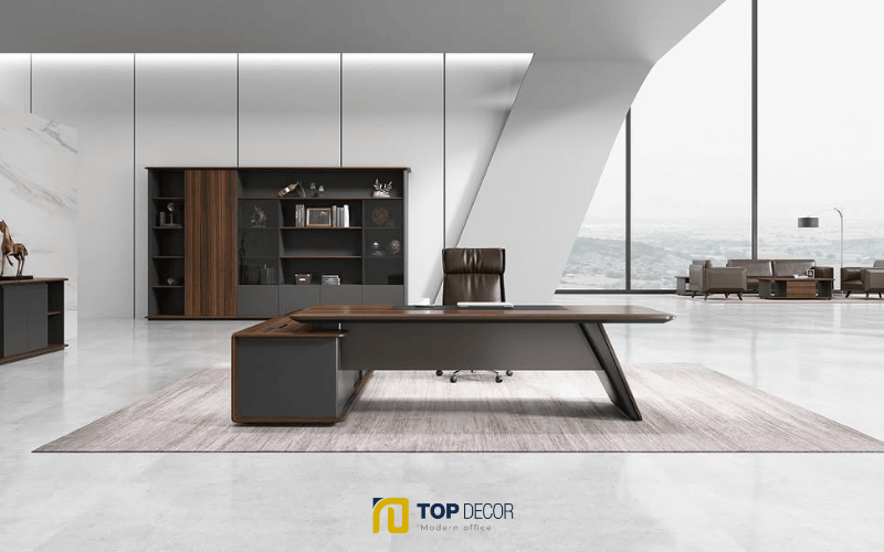 Bàn giám đốc chân sắt 2m khung sơn đen