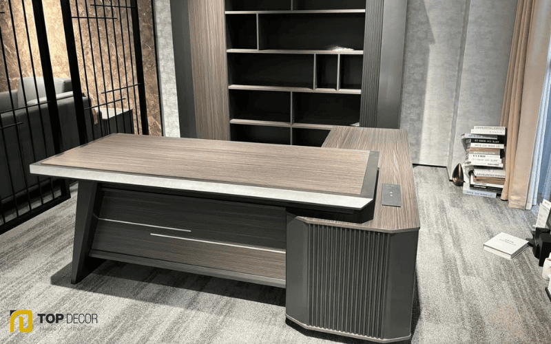 Bàn giám đốc chân sắt 2m mặt gỗ