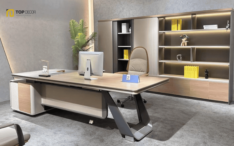 Chọn bàn giám đốc chân sắt cho văn phòng hiện đại, trẻ trung