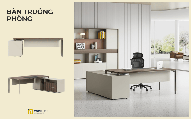 Mẫu bàn trưởng phòng đồng bộ với không gian văn phòng
