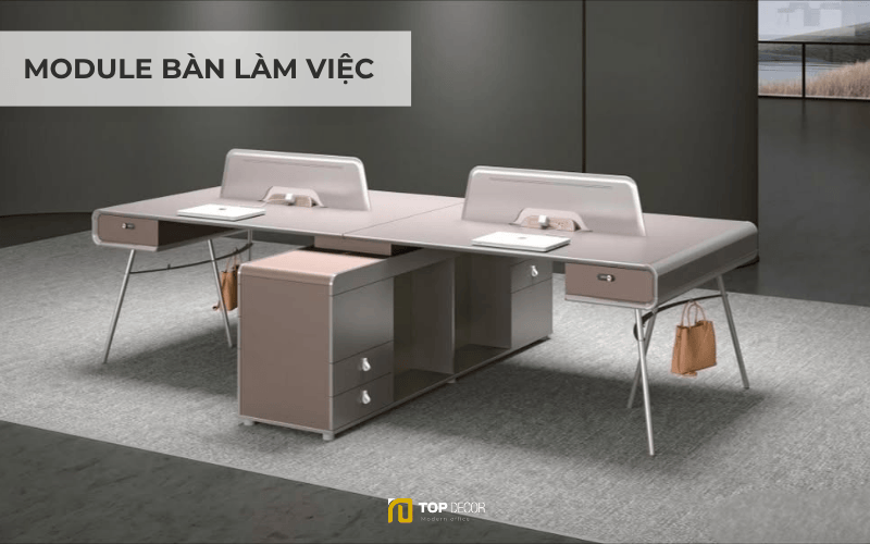 Module bàn làm việc chân sắt cho 4 người