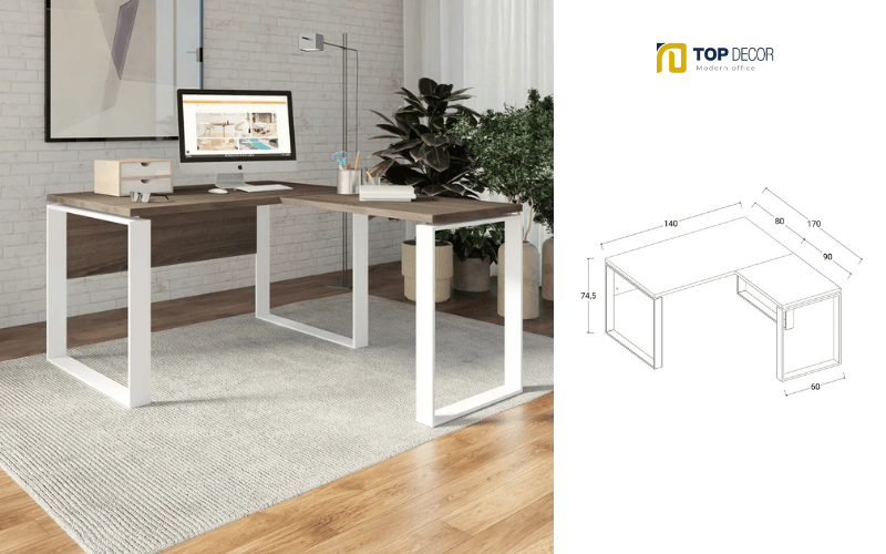 Bàn làm việc chân sắt kiểu dáng đa dạng