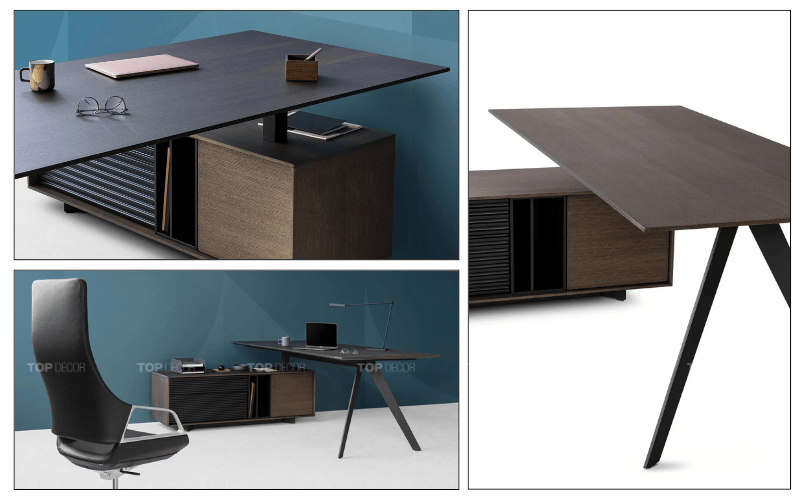 Bàn nhân viên chân sắt gỗ công nghiệp