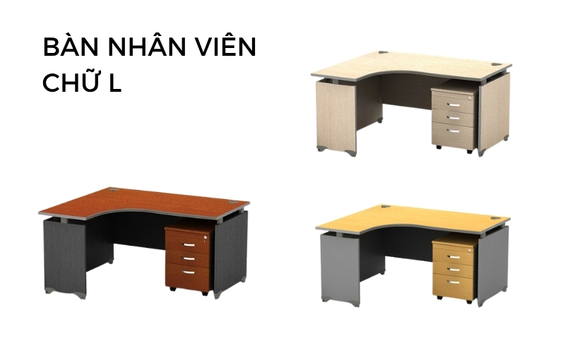 Bàn nhân viên chữ L gỗ công nghiệp