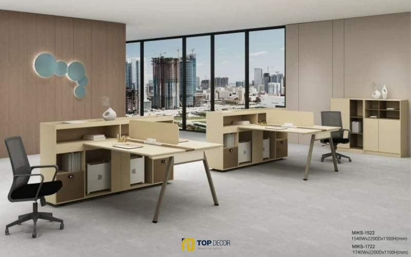 Cụm bàn làm việc chân sắt hiện đại, trang nhã