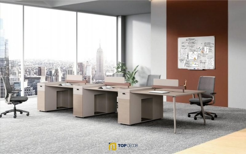 Cụm bàn làm việc gỗ công nghiệp đẹp