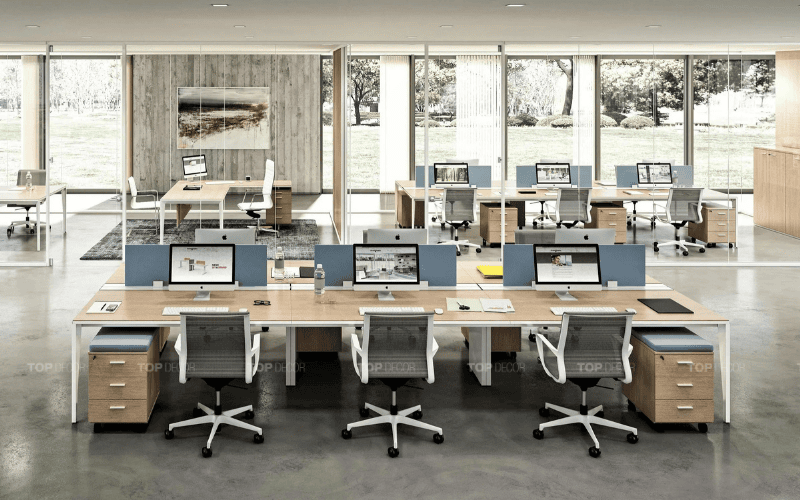 Cụm bàn làm việc mặt gỗ cổ điển