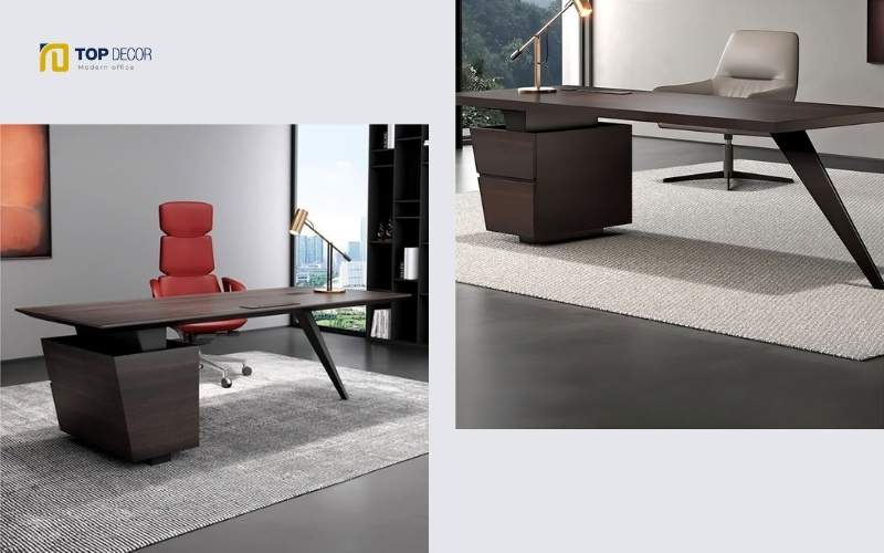 bàn làm việc gỗ nâu trầm