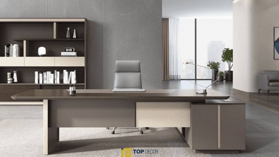 Bàn giám đốc gỗ tự nhiên dễ phối hợp nội thât